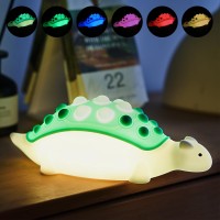 Saluoke Dinosaur Kids Night Lightsilicone Nursery Dino Lamp With Pop Bubble7 Nightlight Modes Rechargeable Bedside Touch Lamp