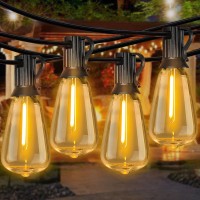 Couah St38 Led Outdoor String Lights,30Ft Led Outdoor Patio String Lights With 16 Edison Bulbs Outdoor Lights Weatherproof Hanging Edison Lights For Backyard Party Wedding Garden Black Wire