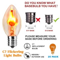 Halloween Flickering Light Bulbs 25 Pack C7 Flickering Flame Light Bulbs E12 Base Flickering Flame Bulbs 1 Watt120 Volts For Ha