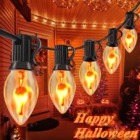 Halloween Flickering Flame String Lights With 27 C7 Flame Blubs 2 Spare 25Ft Vintage Halloween String Lights For Indoor Outdo