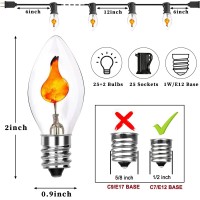 Halloween Flickering Flame String Lights With 27 C7 Flame Blubs 2 Spare 25Ft Vintage Halloween String Lights For Indoor Outdo