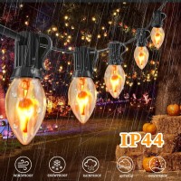 Halloween Flickering Flame String Lights With 27 C7 Flame Blubs 2 Spare 25Ft Vintage Halloween String Lights For Indoor Outdo