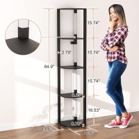 Vtrin Corner Shelf With Light Modern Home Decor Stand Floor Lamps With Storage Shelves For Collectibles Sturdy 5Tier Corner B