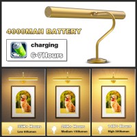 Jofios Battery Operated Wireless Picture Light Gold Picture Light For Wall With Remote Control And Timer Adjustable Brightness