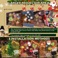 Samyoung Christmas Projector Lights Outdoor With 12 Slides Patterns & 10 Colors Ocean Wave Waterproof Holiday Projector Light For Xmas Holiday Halloween Themed Party Garden Decor