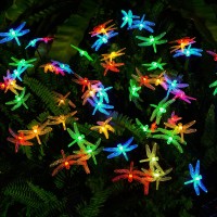 16Led Solar Christmas Dragonfly Garden Lights Solar Powered Outdoor Decorations Swaying Lights Waterproof Solar Firefly Landscape Lights Colorful For Pathway Yard Lawn Patio Walkway Courtyard(2Pack)