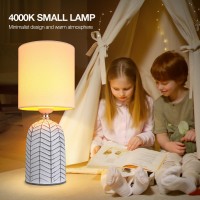 Aidenoey Small Table Lamp For Bedroom Bedside Desk Reading Lamps With 3 Way Dimmabletouch Control Nightstand Ceramic Lamp With