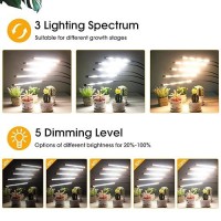 Wolezek Grow Lights For Indoor Plants Full Spectrum Led Grow Light With Adjustable Stand And Sturdy Clip 5Heads Plant Grow Li