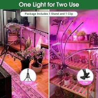 Wolezek Grow Lights For Indoor Plants Full Spectrum Led Plant Grow Light With Adjustable Stand And Sturdy Clip 5Heads Plant L