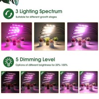 Wolezek Grow Lights For Indoor Plants Full Spectrum Led Plant Grow Light With Adjustable Stand And Sturdy Clip 5Heads Plant L