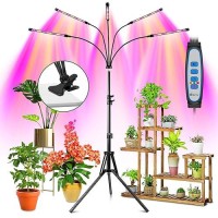 Wolezek Grow Lights For Indoor Plants Full Spectrum Led Plant Grow Light With Adjustable Stand And Sturdy Clip 5Heads Plant L