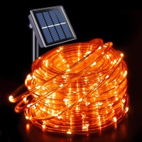 Jmexsuss Orange Halloween Solar Lights 66 Ft 200 Led Rope Lights Outdoor Waterproof Pvc Tube Orange Christmas String Lights Fo