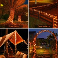 Jmexsuss Orange Halloween Solar Lights 66 Ft 200 Led Rope Lights Outdoor Waterproof Pvc Tube Orange Christmas String Lights Fo