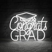 Jesalah Congrats Grad Neon Sign Led Letters Neon Sign Graduation Party Neon Light Usb White Sign For Wall Decor Dorm Class Room