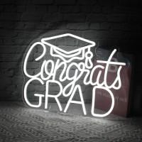 Jesalah Congrats Grad Neon Sign Led Letters Neon Sign Graduation Party Neon Light Usb White Sign For Wall Decor Dorm Class Room