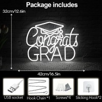 Jesalah Congrats Grad Neon Sign Led Letters Neon Sign Graduation Party Neon Light Usb White Sign For Wall Decor Dorm Class Room