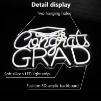 Jesalah Congrats Grad Neon Sign Led Letters Neon Sign Graduation Party Neon Light Usb White Sign For Wall Decor Dorm Class Room