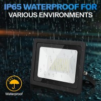 1 Pack 100W Led Flood Light Outdoor 10000Lm Super Bright Led Work Light With 59Ft Plug Ip65 Waterproof 6000K Daylight White O