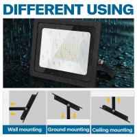 1 Pack 100W Led Flood Light Outdoor 10000Lm Super Bright Led Work Light With 59Ft Plug Ip65 Waterproof 6000K Daylight White O