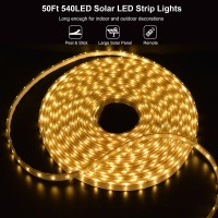 50Ft Solar Led Strip Lights Outdoor 540 Led Long Strip Lights Ip68 Fully Waterproof Acrylic Tape With Remote Selfadhesive Cut