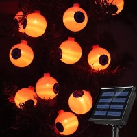 Hugsvik Big Eyeball Solar Orange Halloween Lights 26Ft 40 Led Solar Halloween Lights String With 8 Modes Waterproof Solar Hall