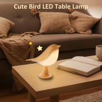 Lingsfire Small Night Light, Cute Bird Led Table Lamp With Touch Dimmer Creative Bedside Lamp 3 Level Brightness Desk Lamp With Usb Charging Port Cordless Nightstand Lamp For Bedroom Home Decor