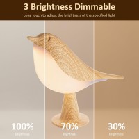 Lingsfire Small Night Light, Cute Bird Led Table Lamp With Touch Dimmer Creative Bedside Lamp 3 Level Brightness Desk Lamp With Usb Charging Port Cordless Nightstand Lamp For Bedroom Home Decor