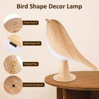 Lingsfire Small Night Light, Cute Bird Led Table Lamp With Touch Dimmer Creative Bedside Lamp 3 Level Brightness Desk Lamp With Usb Charging Port Cordless Nightstand Lamp For Bedroom Home Decor