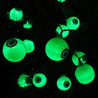 Hugsvik 40 Led Big Eyeball Solar Halloween Lights Outdoor 8 Modes Solar Halloween Eyeball Lights For Halloween Decor Waterproo