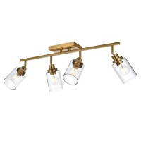 Melucee 4 Light Track Lighting Kit Brass Bathroom Vanity Light Fixtures With Adjustable Track Head Ceiling Spotlight Fixture For