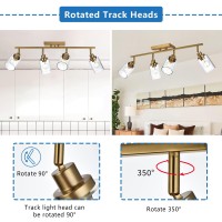 Melucee 4 Light Track Lighting Kit Brass Bathroom Vanity Light Fixtures With Adjustable Track Head Ceiling Spotlight Fixture For