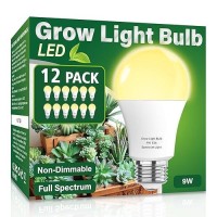 Wiyifada 12 Pack Full Spectrum Grow Light Bulbs A19 Grow Lights For Indoor Plants Nodimmable E26 9W Grow Bulb Replace Up To 100