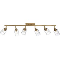 Melucee 6 Light Bathroom Vanity Light Fixtures Multidirectional Rotating Track Lighting Kit Brass Ceiling Spotlight Fixture Fo