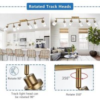 Melucee 6 Light Bathroom Vanity Light Fixtures Multidirectional Rotating Track Lighting Kit Brass Ceiling Spotlight Fixture Fo