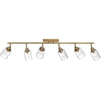 Melucee 6 Light Bathroom Vanity Light Fixtures Multidirectional Rotating Track Lighting Kit Brass Ceiling Spotlight Fixture Fo