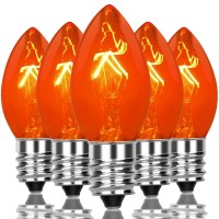 Cbebew C7 Christmas Light Replacement Bulbs 25 Pack Clear Orange Christmas Light Bulbs 5W Incandescent Night Light For Outdoor