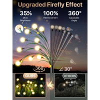 Ontroad Solar Garden Lights New Upgraded Leaf Design 20 Led Solar Firefly Lights Solar Garden Lights Outdoor Waterproof Firef