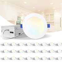 Lediary 24 Pack 5Cct Led Recessed Lighting 4 Inch With Junction Box 2700K6000K Selectable Led Can Lights 9W Eqv 75W 750Lm Br