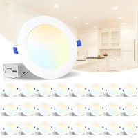 Lediary 24 Pack 5Cct Led Recessed Lighting 6 Inch With Junction Box 2700K6000K Selectable Led Can Lights 9W Eqv 75W 750Lm Br