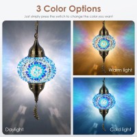 Yarradecor Turkish Moroccan Pendant Hanging Light With 15Foot Cord Exquisite Tiffany Style Mosaic Ceiling Lamp For Bedroom