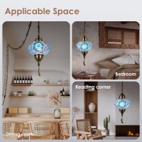 Yarradecor Turkish Moroccan Pendant Hanging Light With 15Foot Cord Exquisite Tiffany Style Mosaic Ceiling Lamp For Bedroom