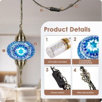 Yarradecor Turkish Moroccan Pendant Hanging Light With 15Foot Cord Exquisite Tiffany Style Mosaic Ceiling Lamp For Bedroom