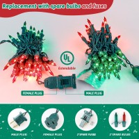 Heyfuni 50Count Red Green Christmas Lights Green Wire 13Ft Incandescent Traditional Holiday String Light Set For Indoor Outdoor