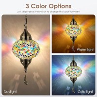 Yarradecor Turkish Moroccan Pendant Hanging Light With 15Foot Cord Exquisite Tiffany Style Mosaic Ceiling Lamp For Bedroom