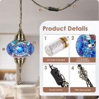 Yarradecor Turkish Moroccan Pendant Hanging Light With 15Foot Cord Exquisite Tiffany Style Mosaic Ceiling Lamp For Bedroom