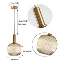 Zgayime Vintage Glass Pendant Light Modern Mid-Century Pendant Lighting Fixture Creative Iron Glass Ceiling Hanging Light For Bedroom Dining Room Kitchen Island