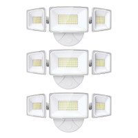 Onforu 3 Packs 60W Led Security Light 6000Lm Outdoor Flood Lights Fixture With 3 Adjustable Heads Ip65 Waterproof 6500K White