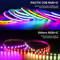 Pautix Rgb Smart Ic Cob Led Strip Light Addressable 24Ft75M Ullisted 24V Color Chasing Strip Light Multicolor Flexible For Tv