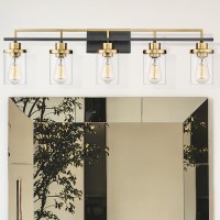 Emliviar 36 Inch 5Light Bathroom Light Fixtures With Clear Glass Shade Modern Vanity Lights Over Mirror For Bathroom Bedroom