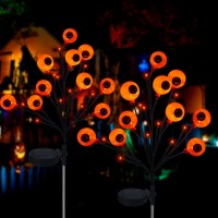 Ohwewant 2 Packs Solar Eyeball Halloween Pathway Lights For Halloween Decorations 2 Modes Orange Solar Halloween Stake Lights